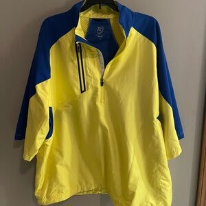 Men's Blue and Yellow Lightweight Golf  Pullover